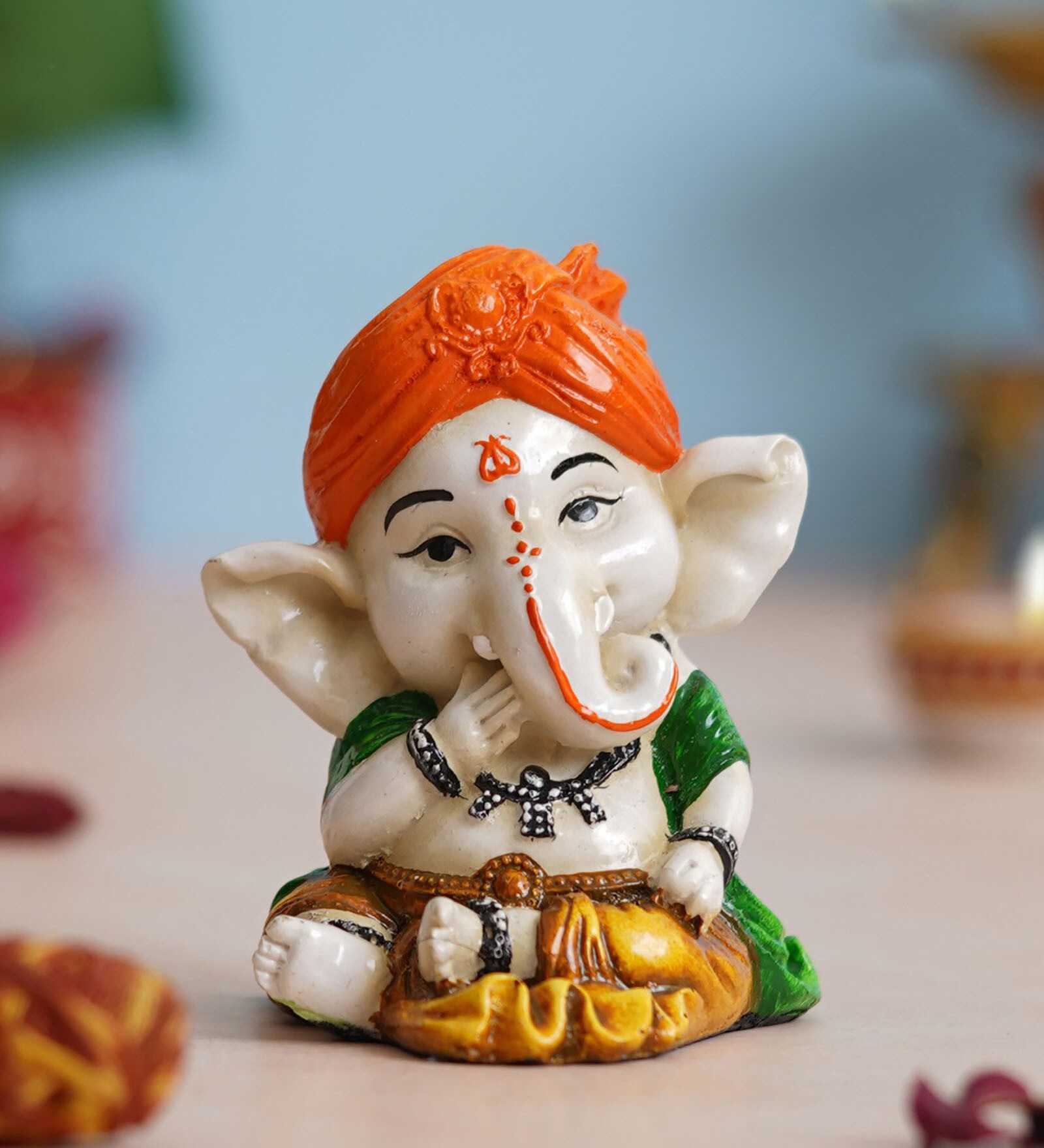Lord Ganesha White Polyresin Idol