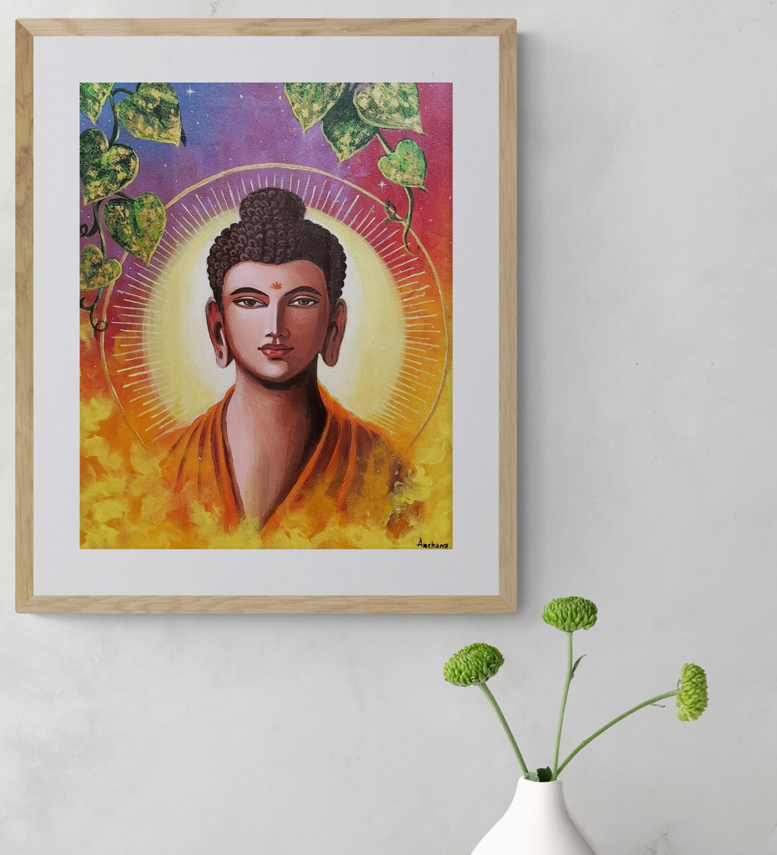 Buy Lord Goutham Buddha Handmade Acrylic Paint On Canvas Unframed at 11 ...