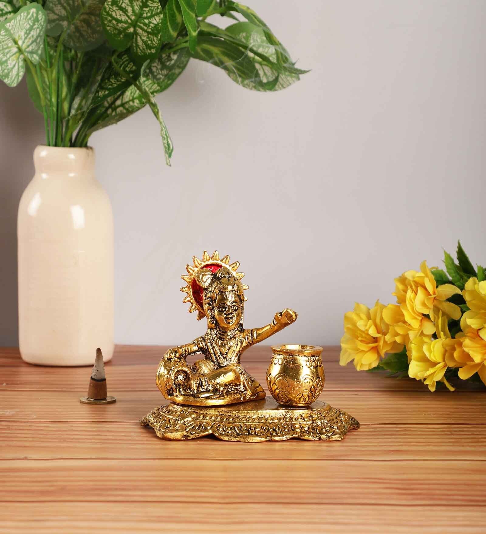 Lord Krishna Gold Aluminium Religious Idols