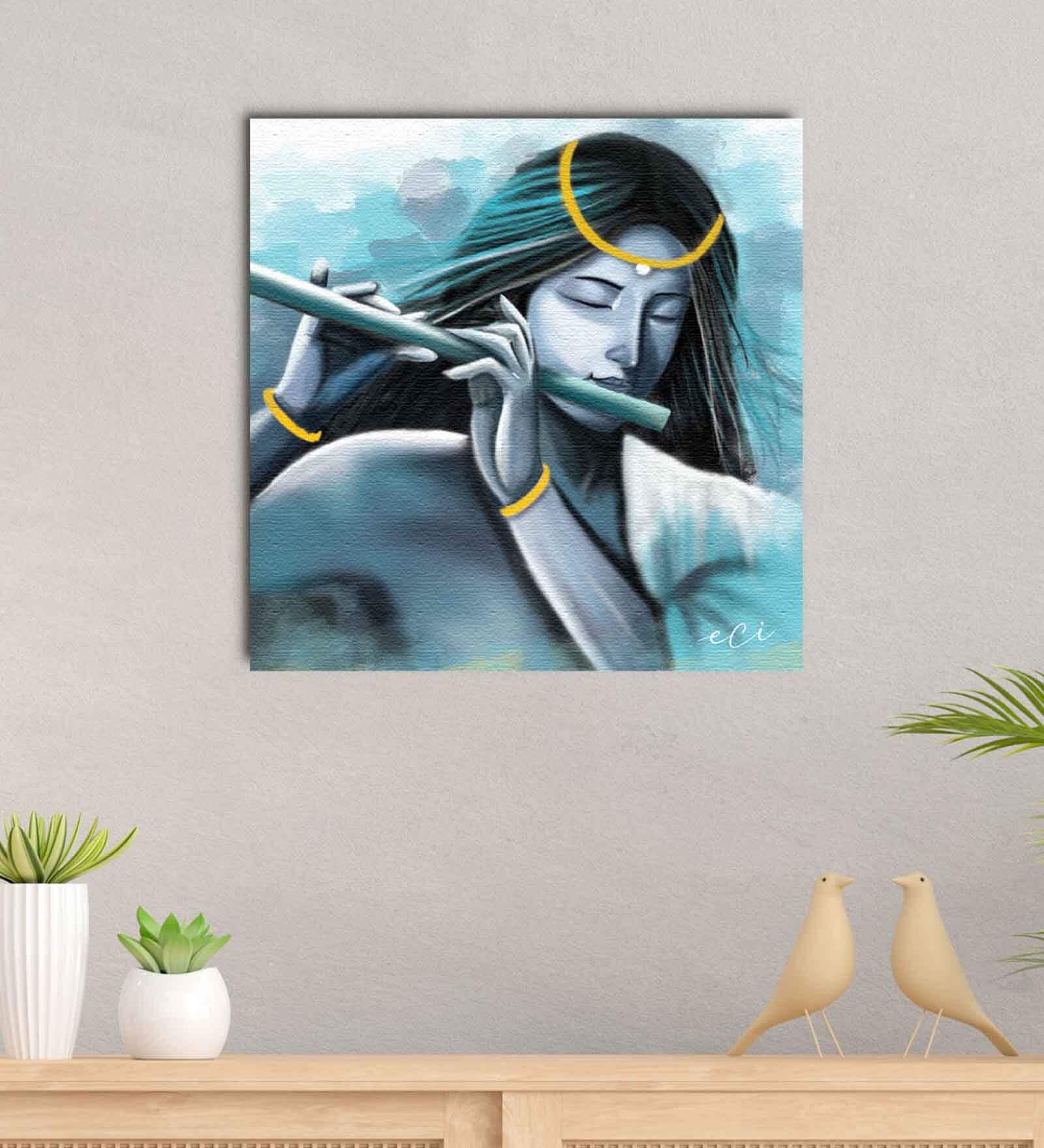 Lord Krishna With Flute Canvas Printed Art Prints