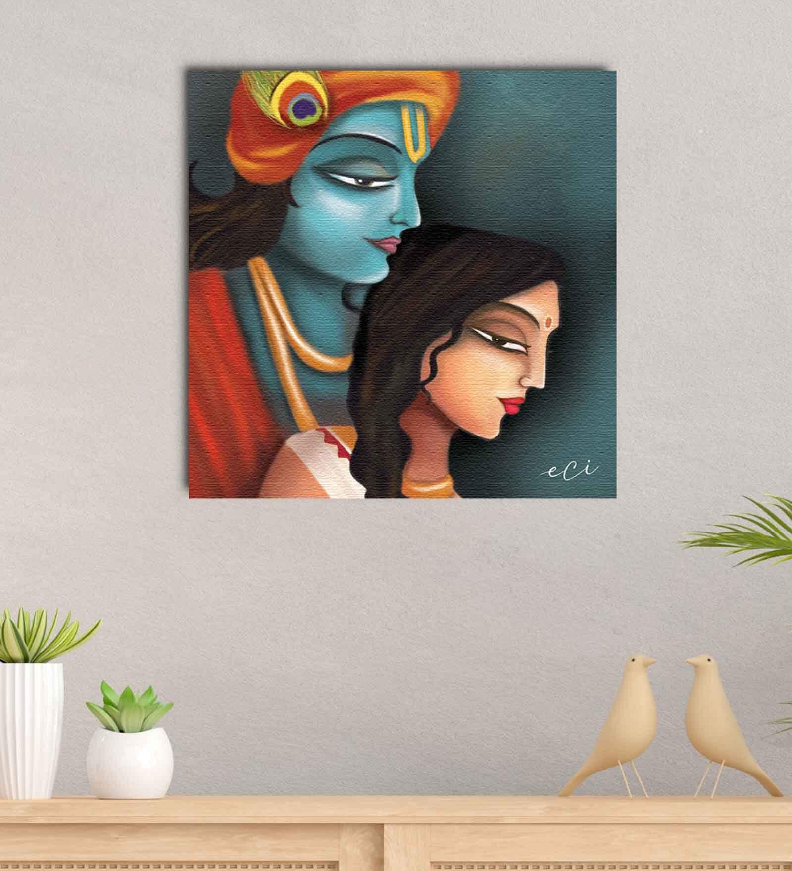 Lord Krishna With Radha Ji Canvas Printed Art Prints