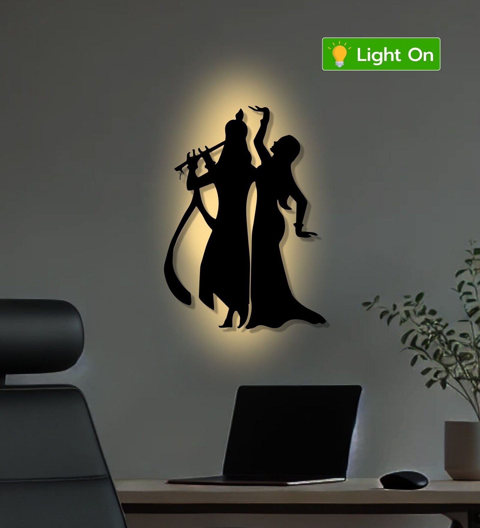Lord Krishna with Radha Lovely Metal Art Wall Decor