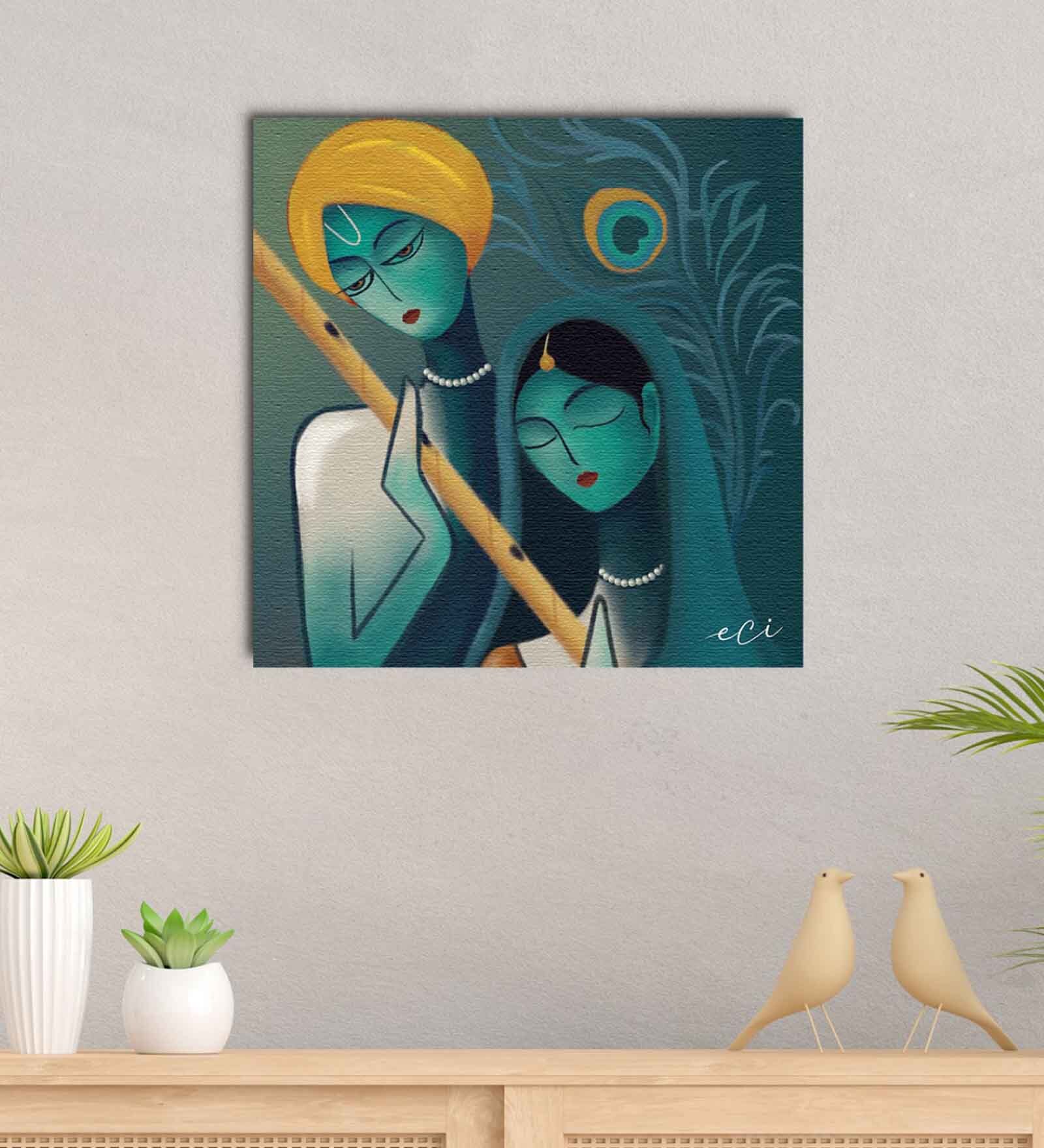 Lord Radha Krishna Abstract Art Canvas Printed Art Prints