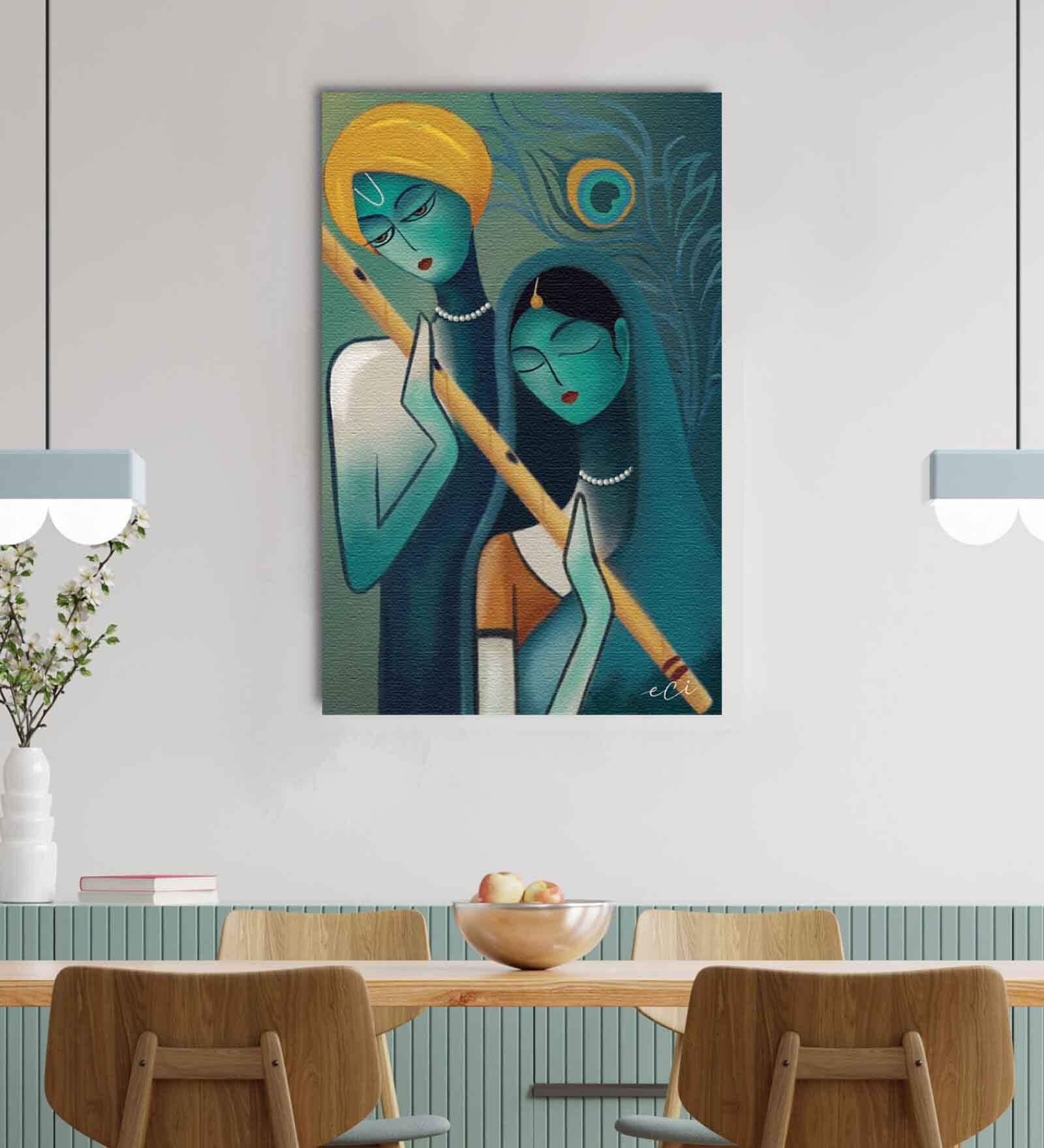 Lord Radha Krishna Abstract Art Canvas Printed Art Prints