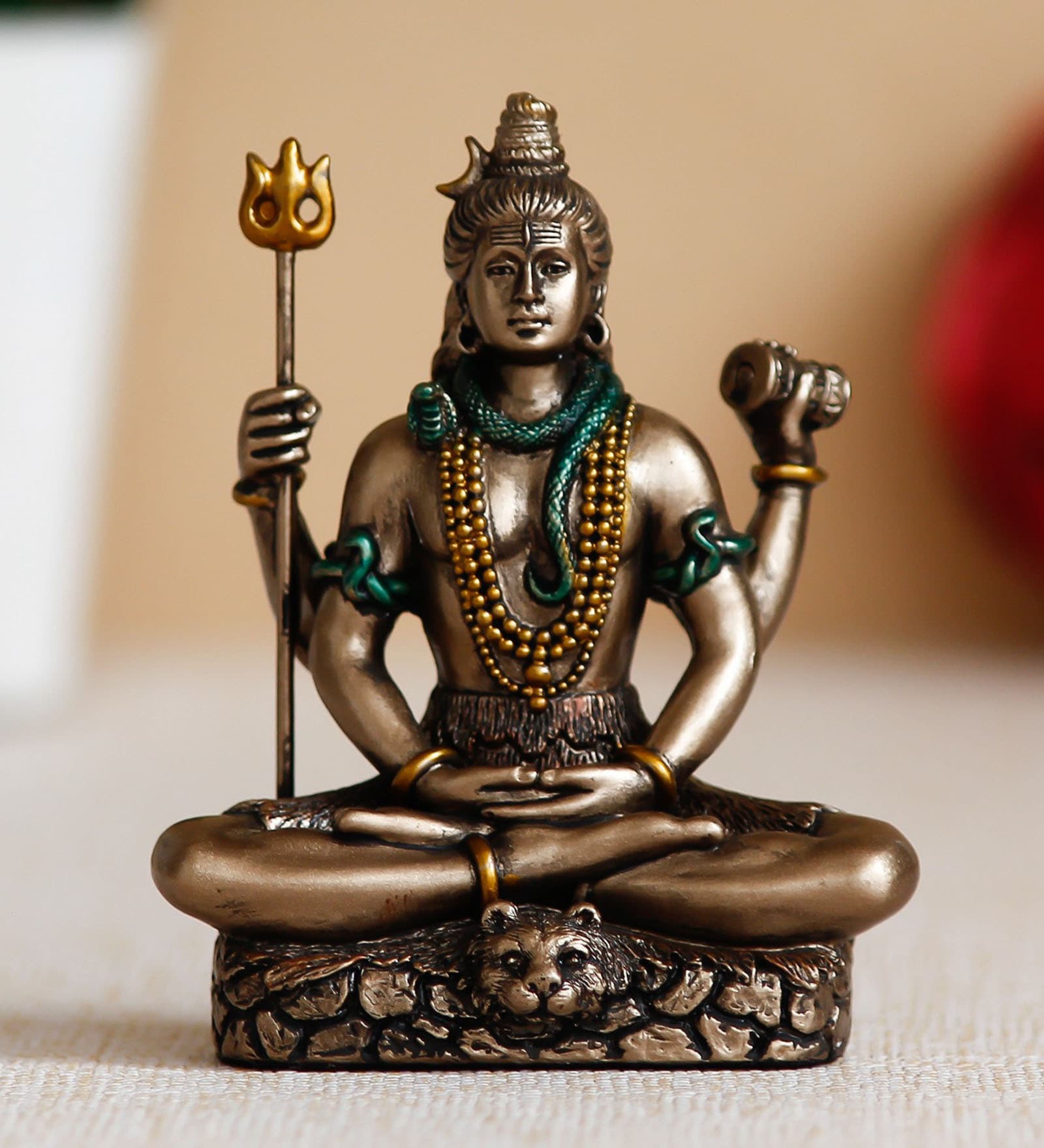 Buy Lord Shiva Brown Polyresin Idol at 54% OFF by eCraftIndia | Pepperfry