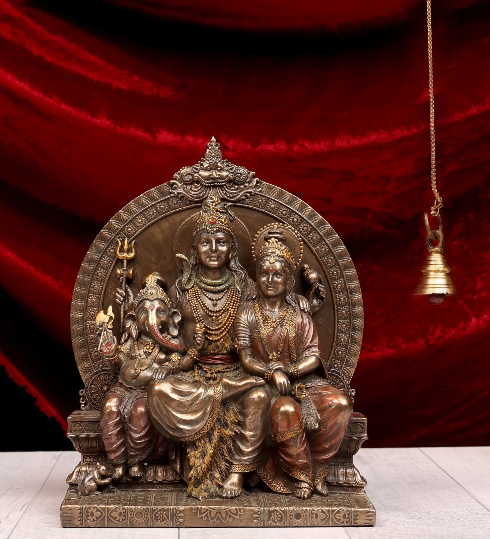 Lord Shiva Family Bronze Brown Religious Idol