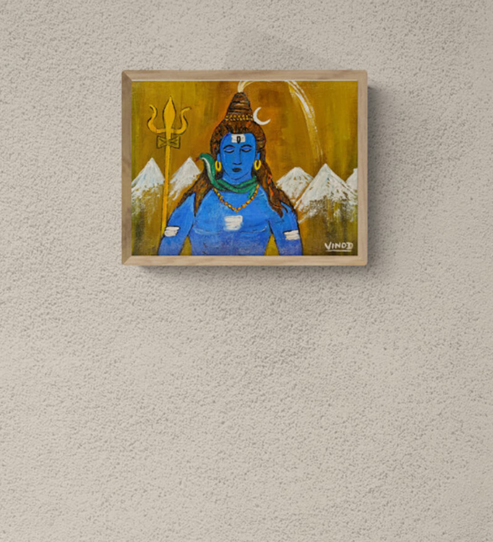 Lord Shiva Handmade Acrylic Paint On Board Canvas Unframed