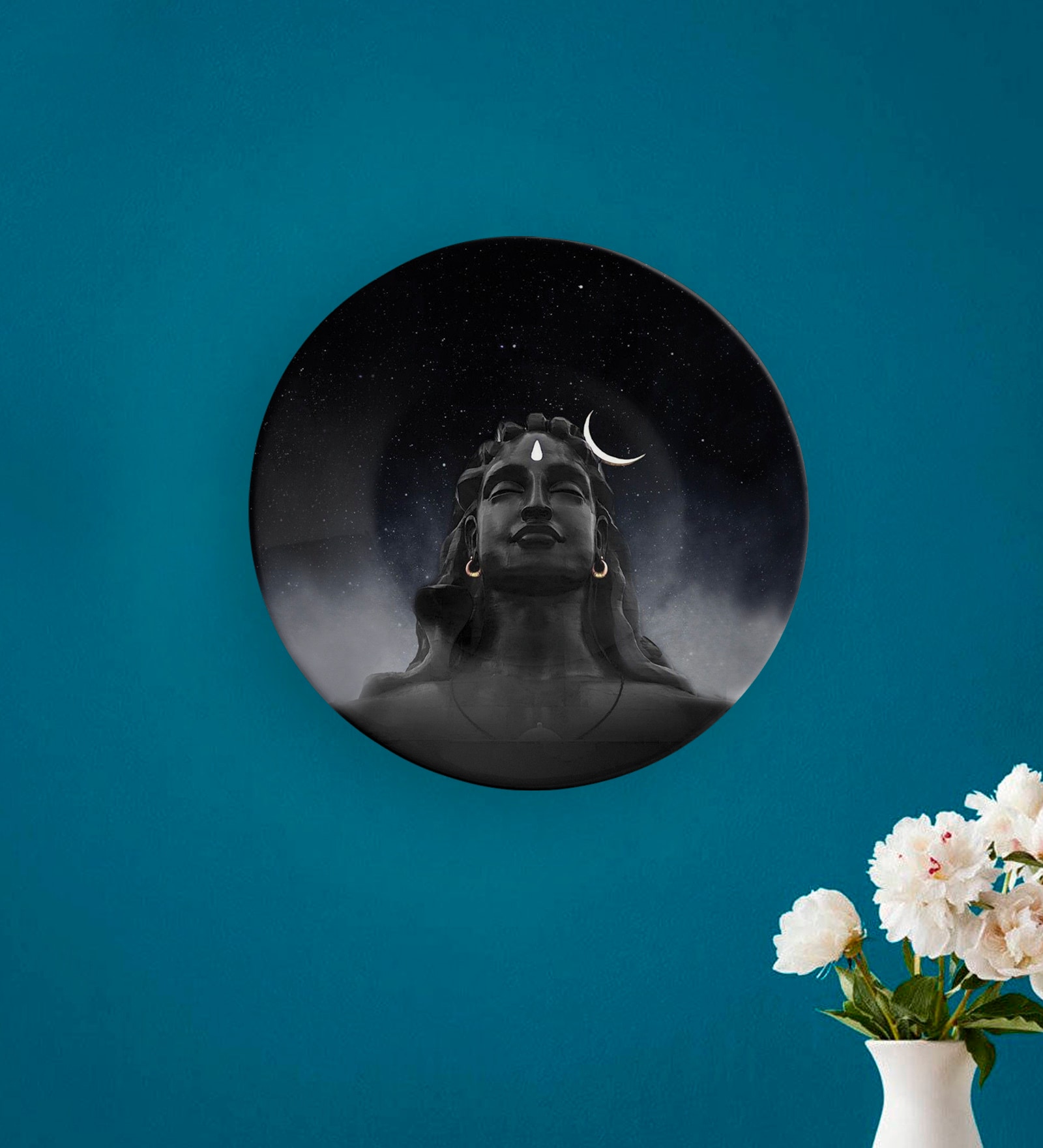 Lord Shiva Multicolour Ceramic Wall Plate