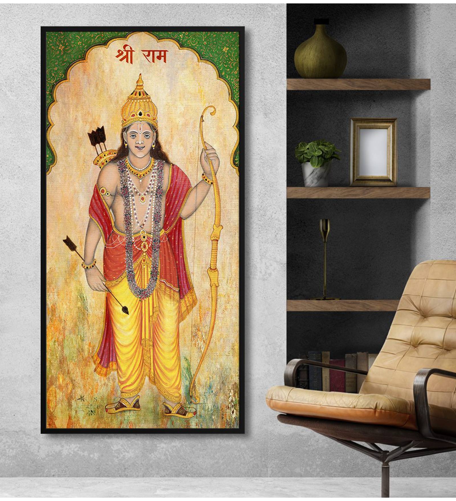 Lord Shree Ram With Dhanus Modern Art Long Big Canvas Art Print