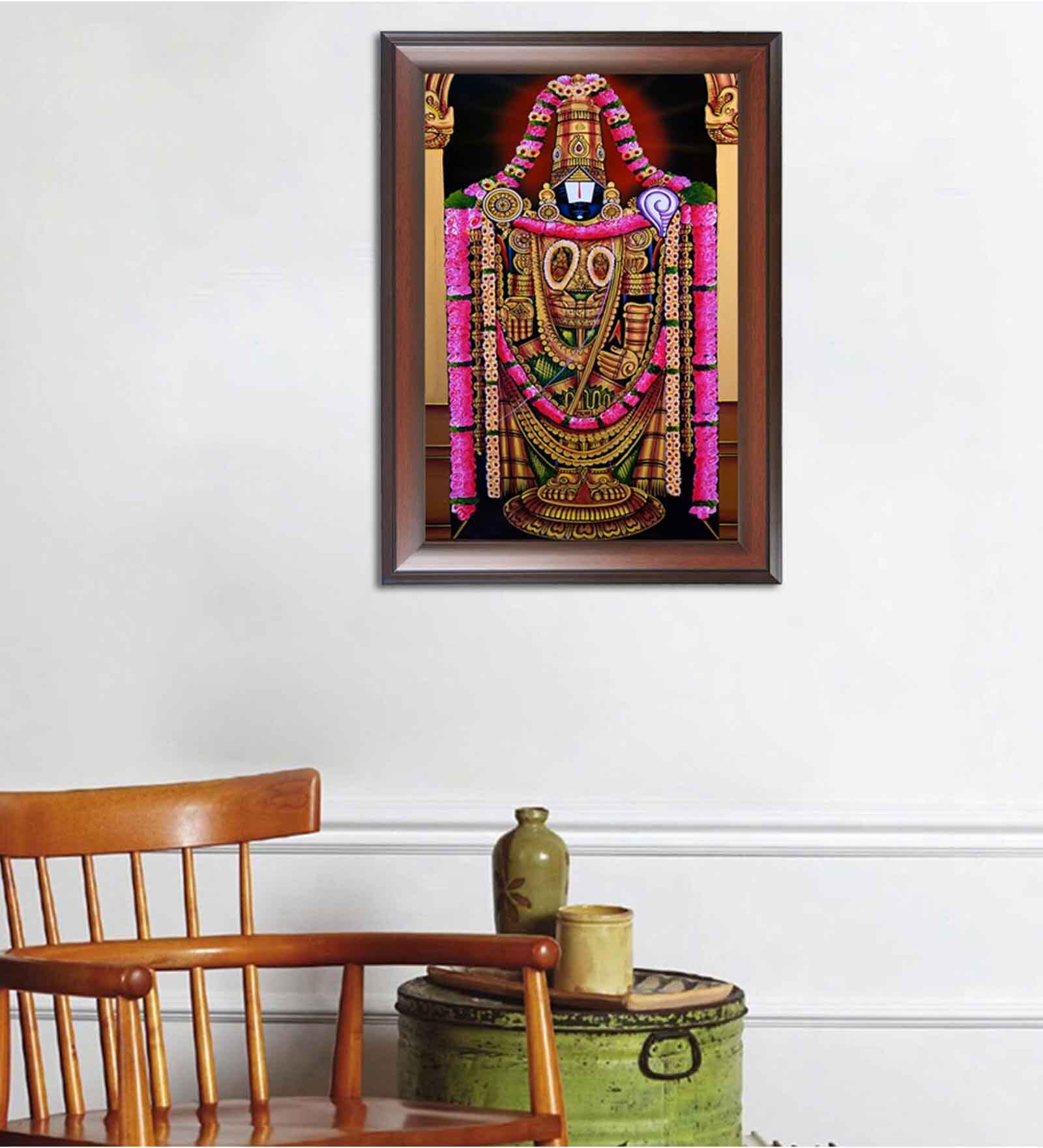 Buy Lord Venkateswara Multicolour MDF Framed Wall Painting by Wens at ...