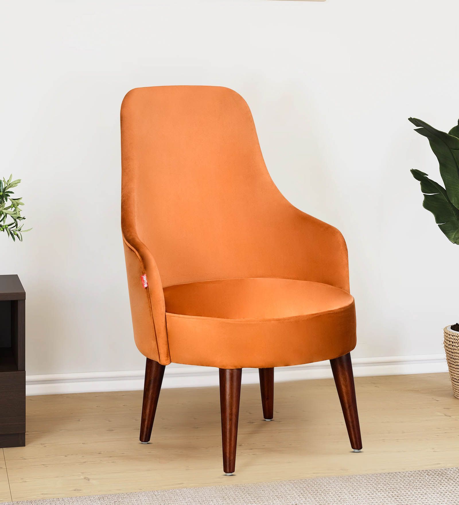 Loren Fabric Lounge  Chair in Rust Brown Color