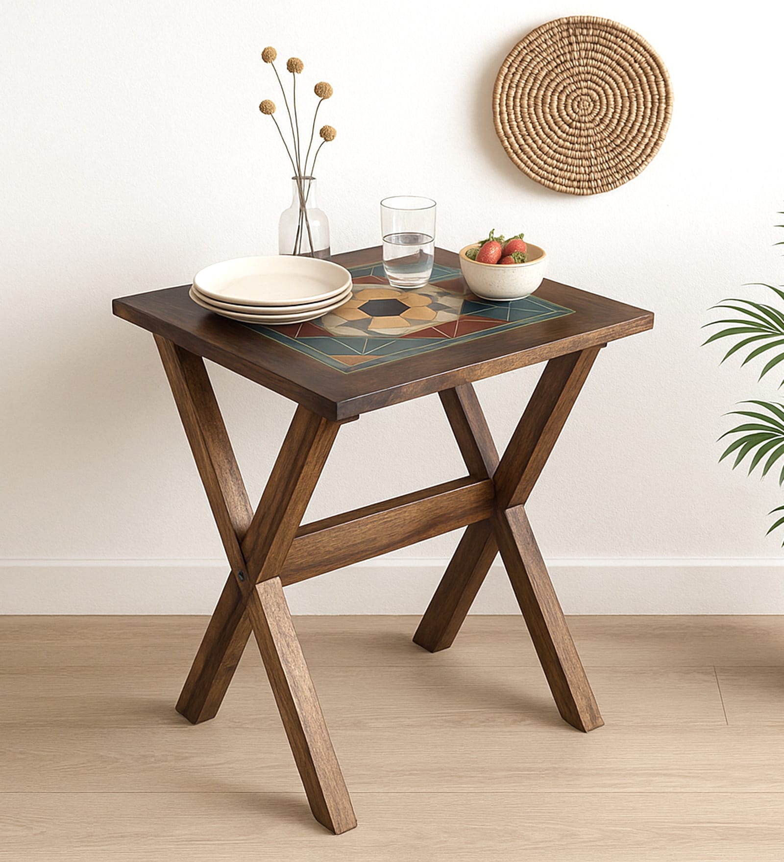 Los Angeles Sheesham Wood 2 Seater Cafe Table in Provincial Teak Finish