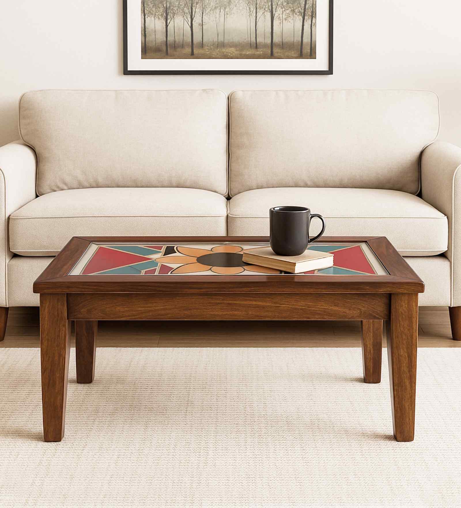 Los Angeles Sheesham Wood Coffee Table In Provincial Teak Finish