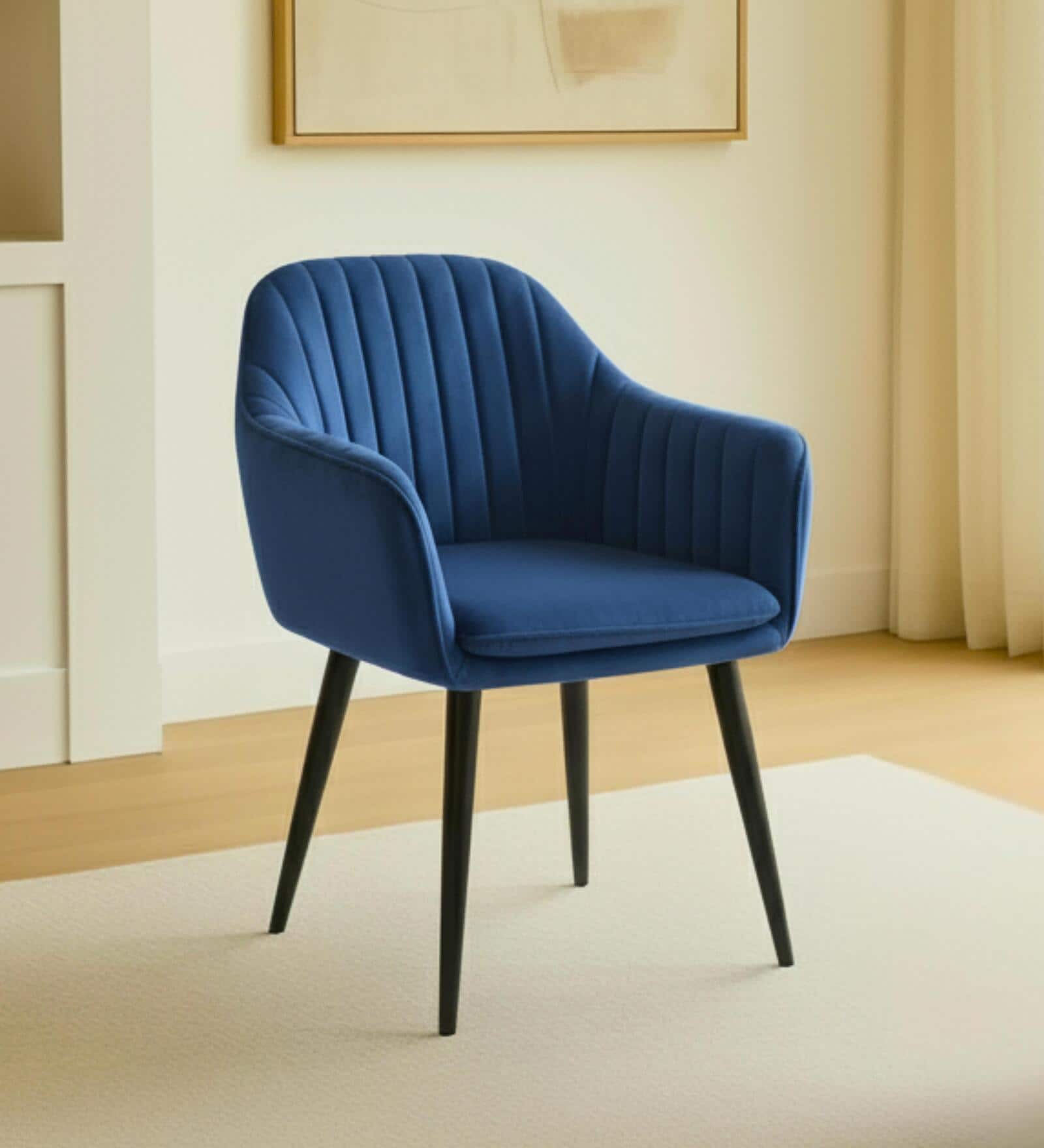 Lotus Fabric Arm Chair In Blue Colour