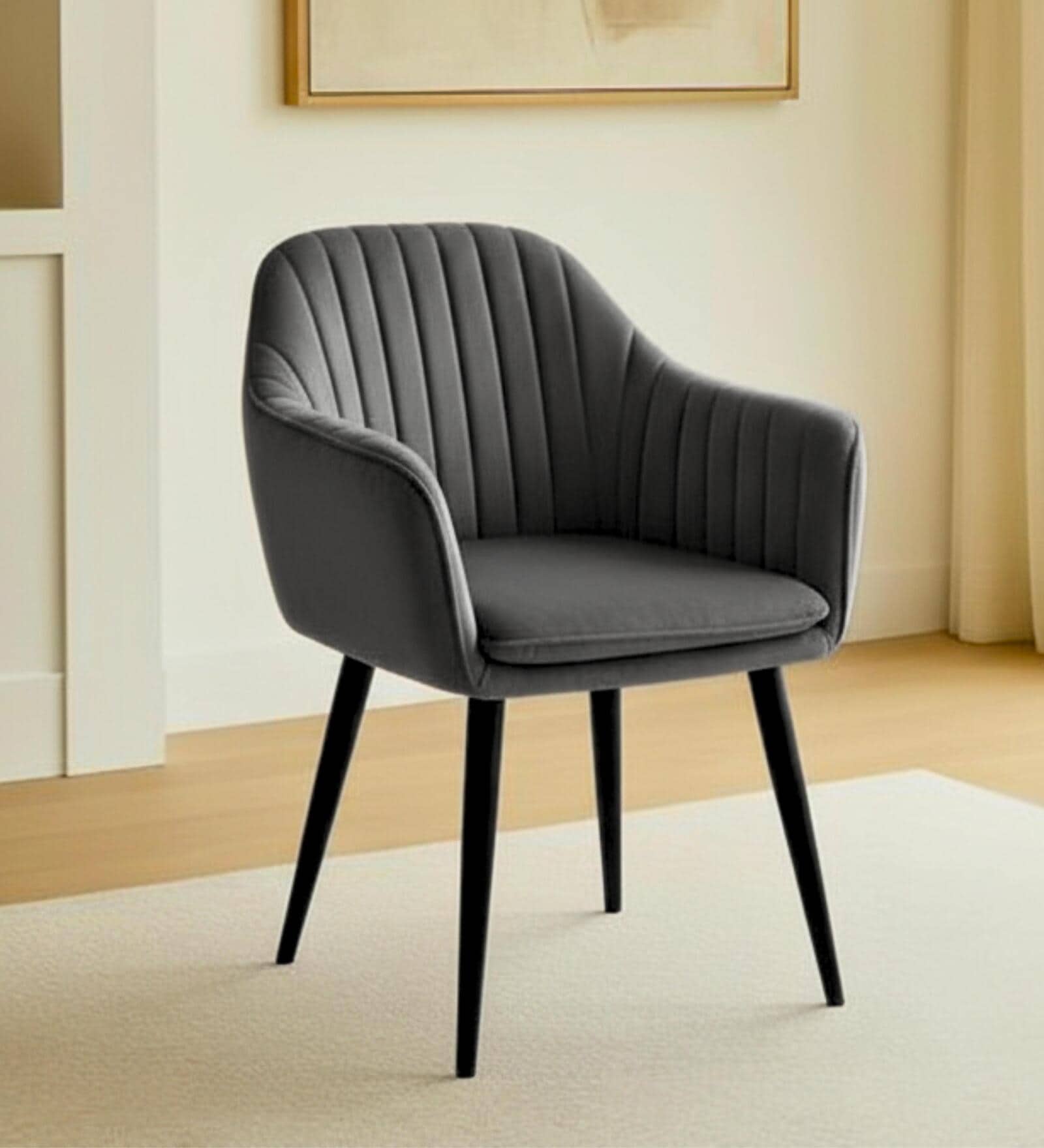 Lotus Fabric Arm Chair In Grey Colour