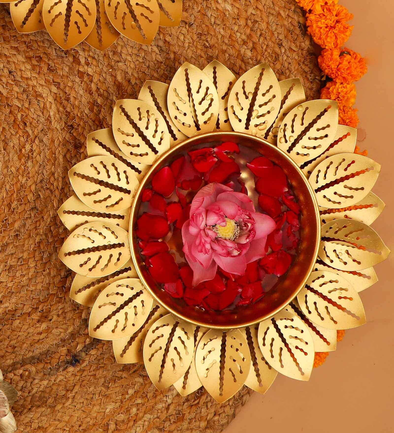 Buy Lotus Gold Aluminium Urli at 8 OFF by The Home Co. Pepperfry