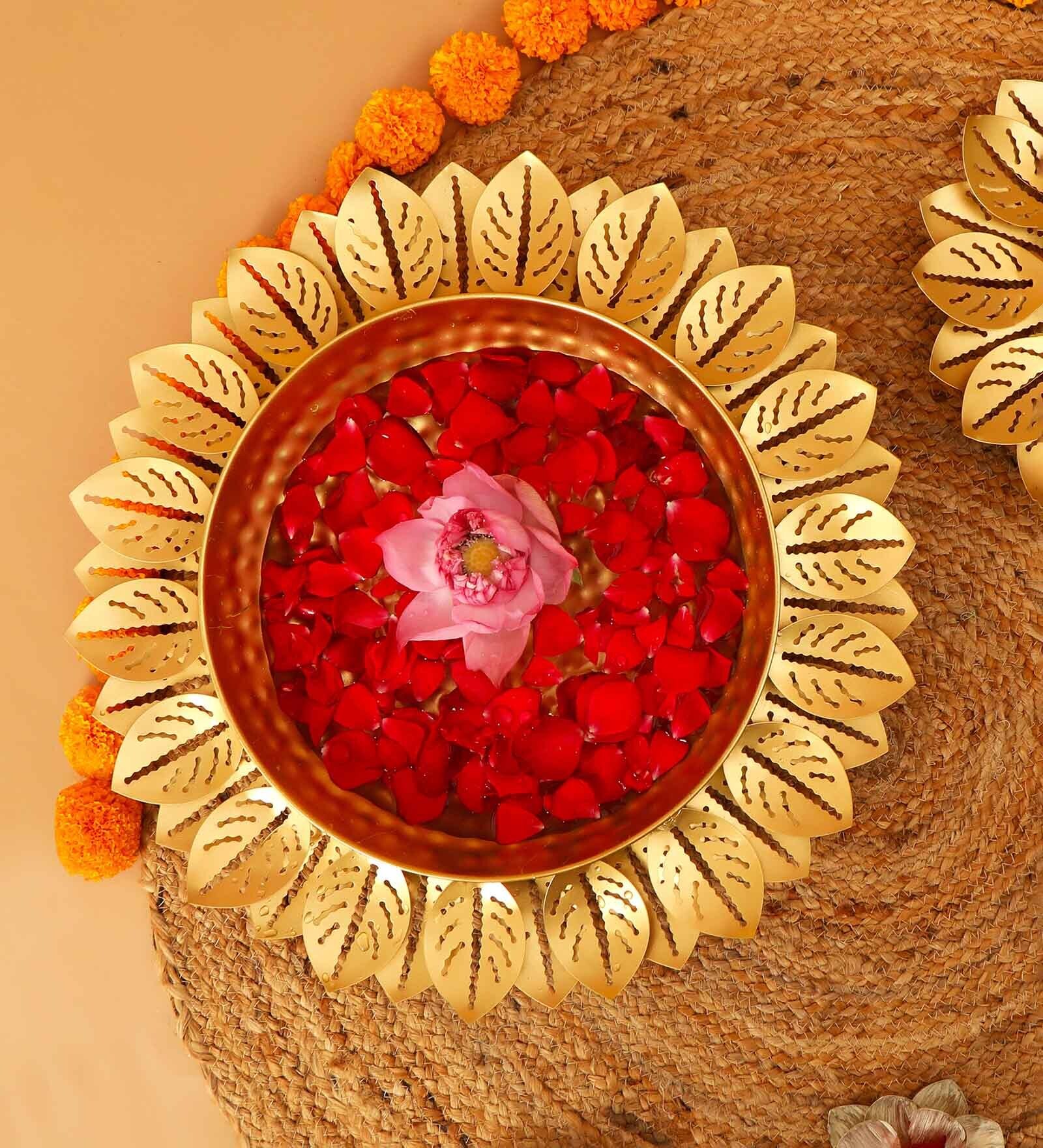 Buy Lotus Gold Aluminium Urli at 35 OFF by The Home Co. Pepperfry