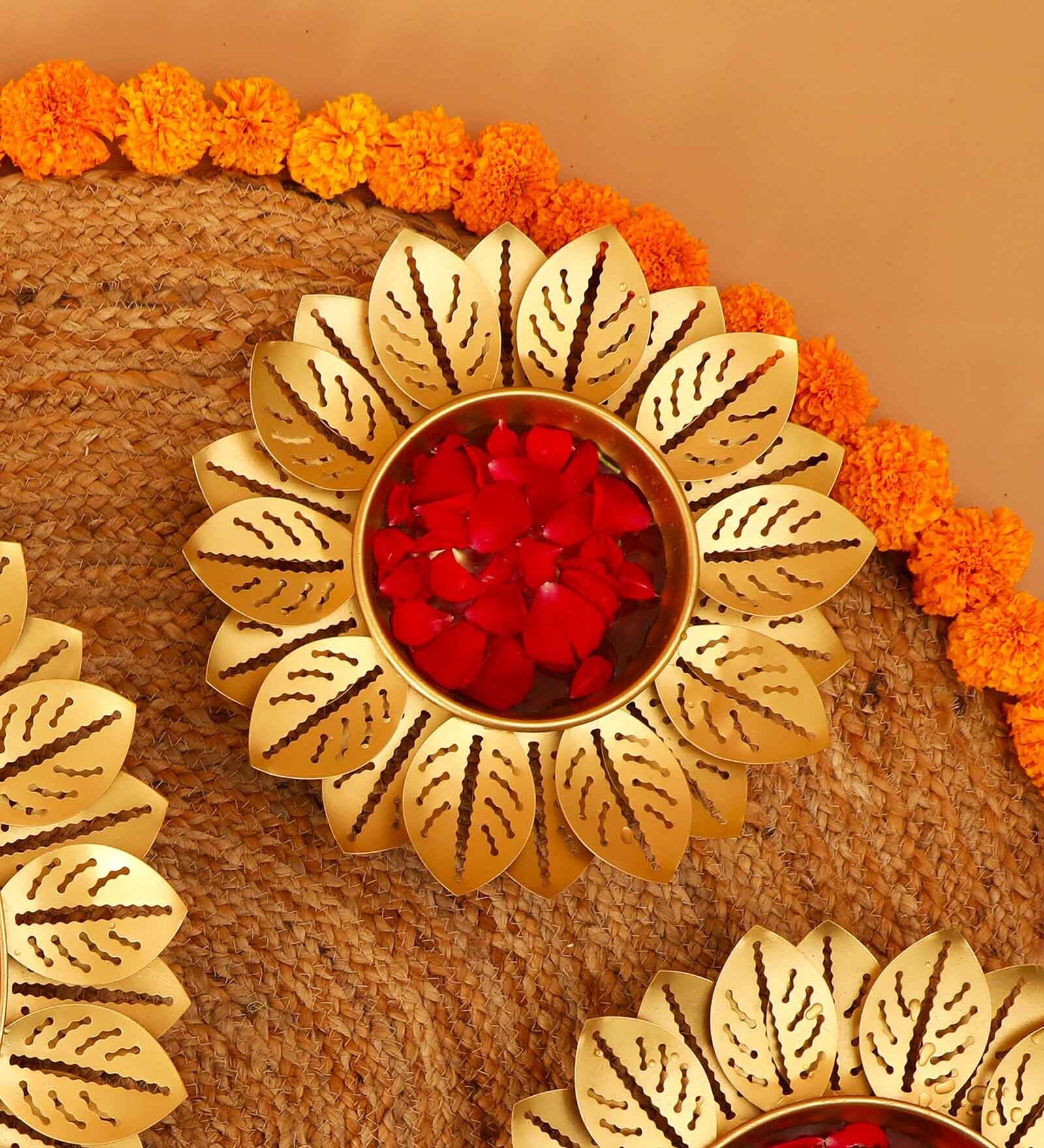 Buy Lotus Gold Aluminium Urli at 33 OFF by The Home Co. Pepperfry