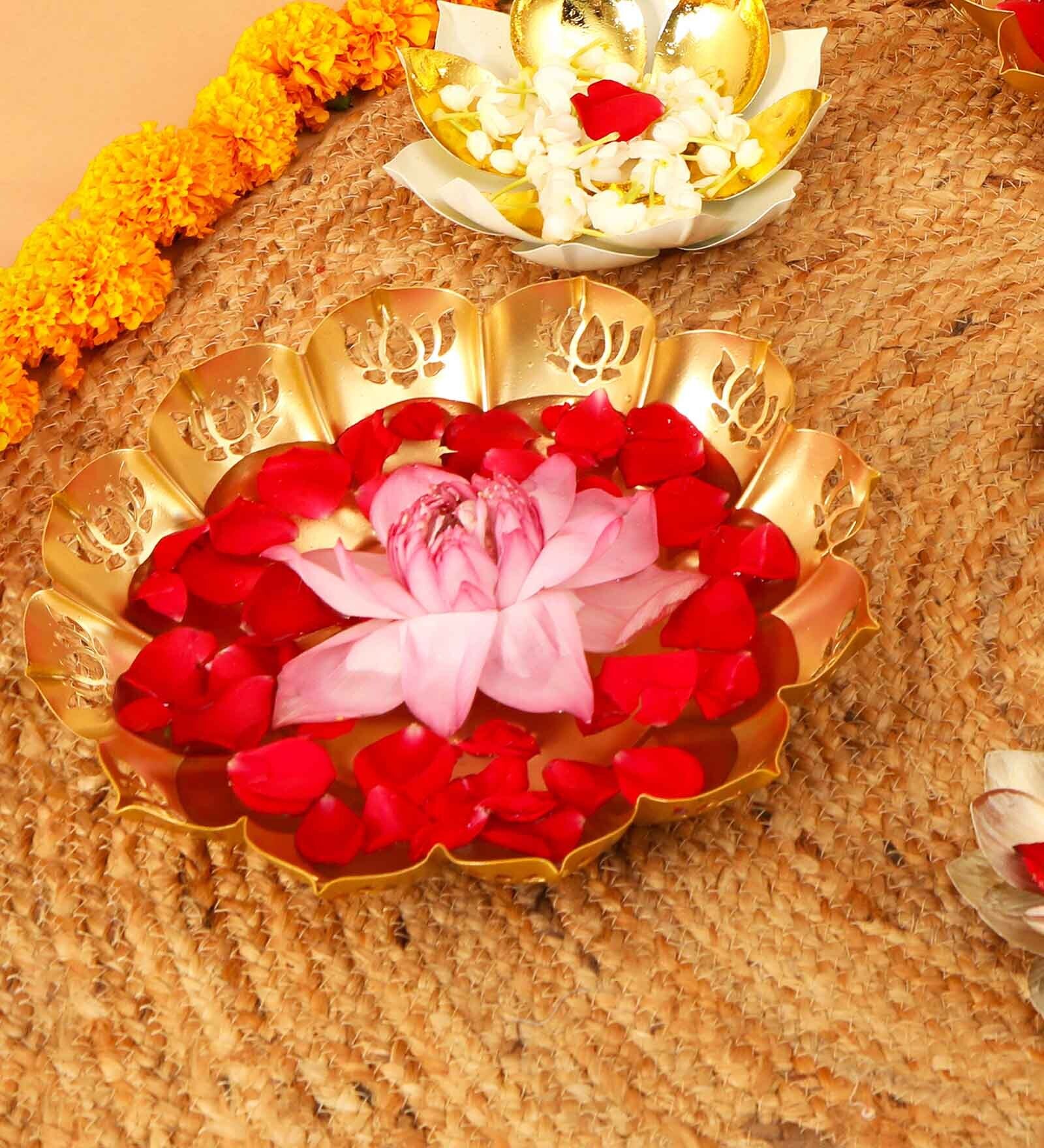 Buy Lotus Gold Aluminium Urli at 33 OFF by The Home Co. Pepperfry