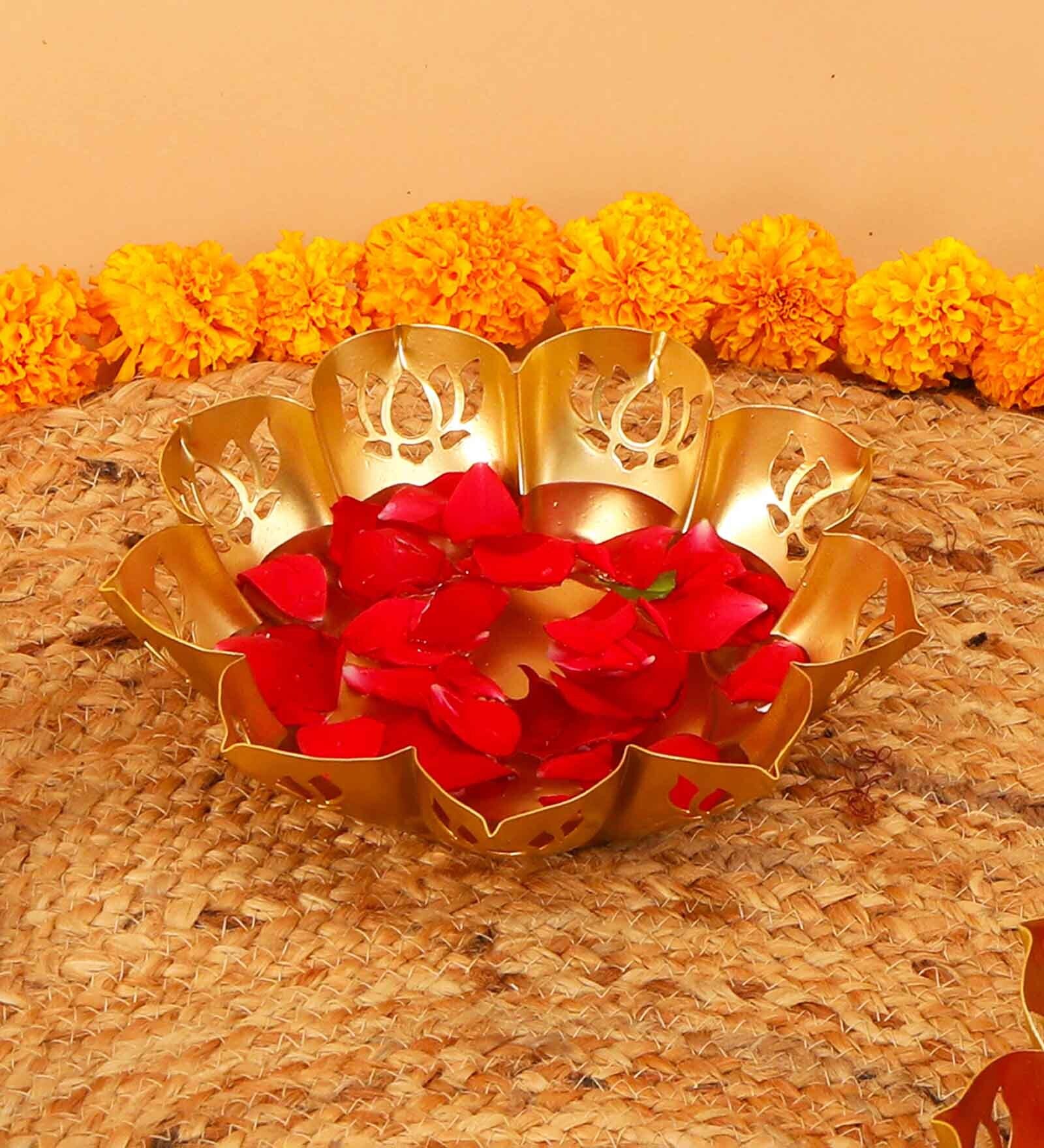 Buy Lotus Gold Aluminium Urli at 34 OFF by The Home Co. Pepperfry