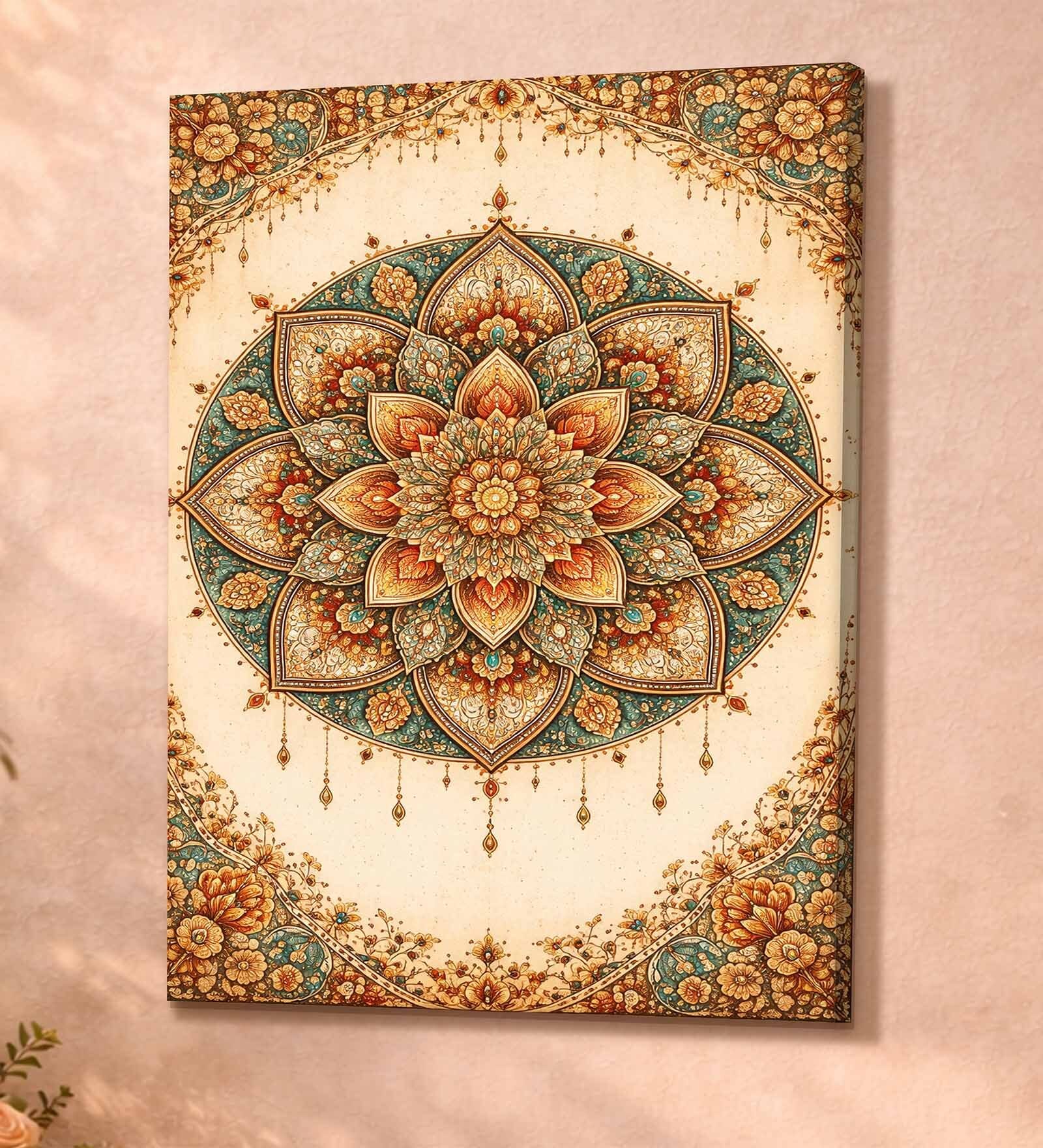 Lotus Mandala Stretched Canvas Painting
