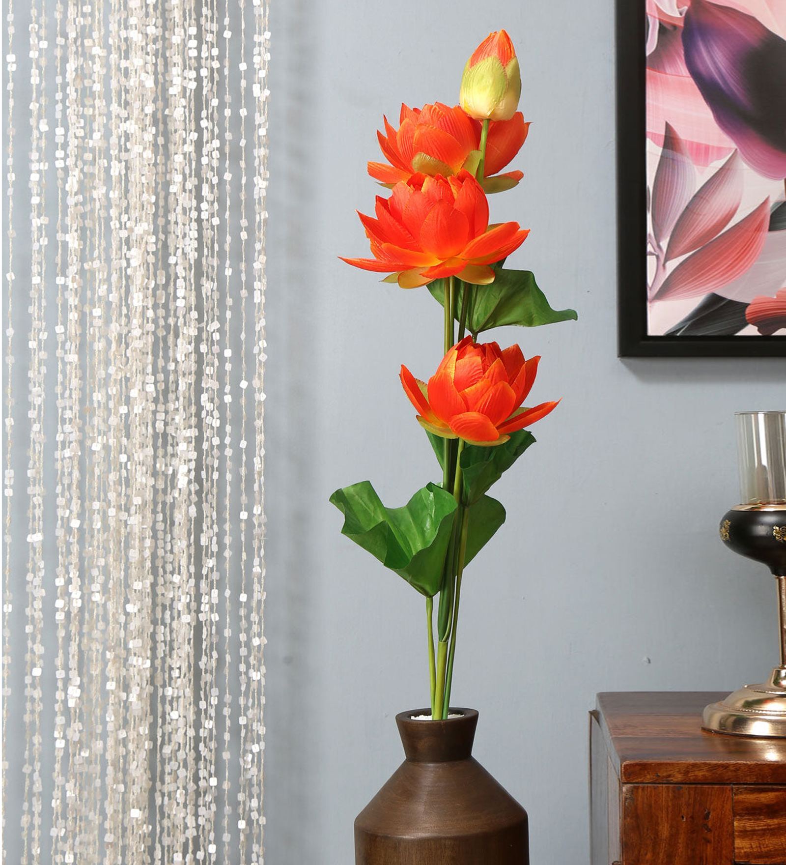 Lotus Red Cloth & Metal Artificial Flowers