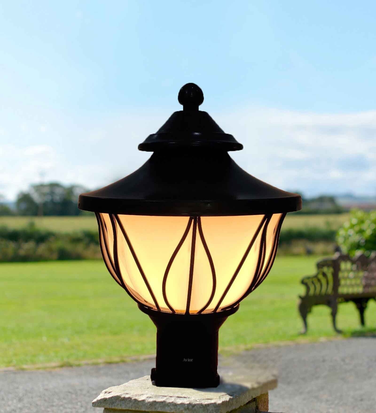 Lotus Unbreakable Black & White Metal & PVC Gate Light