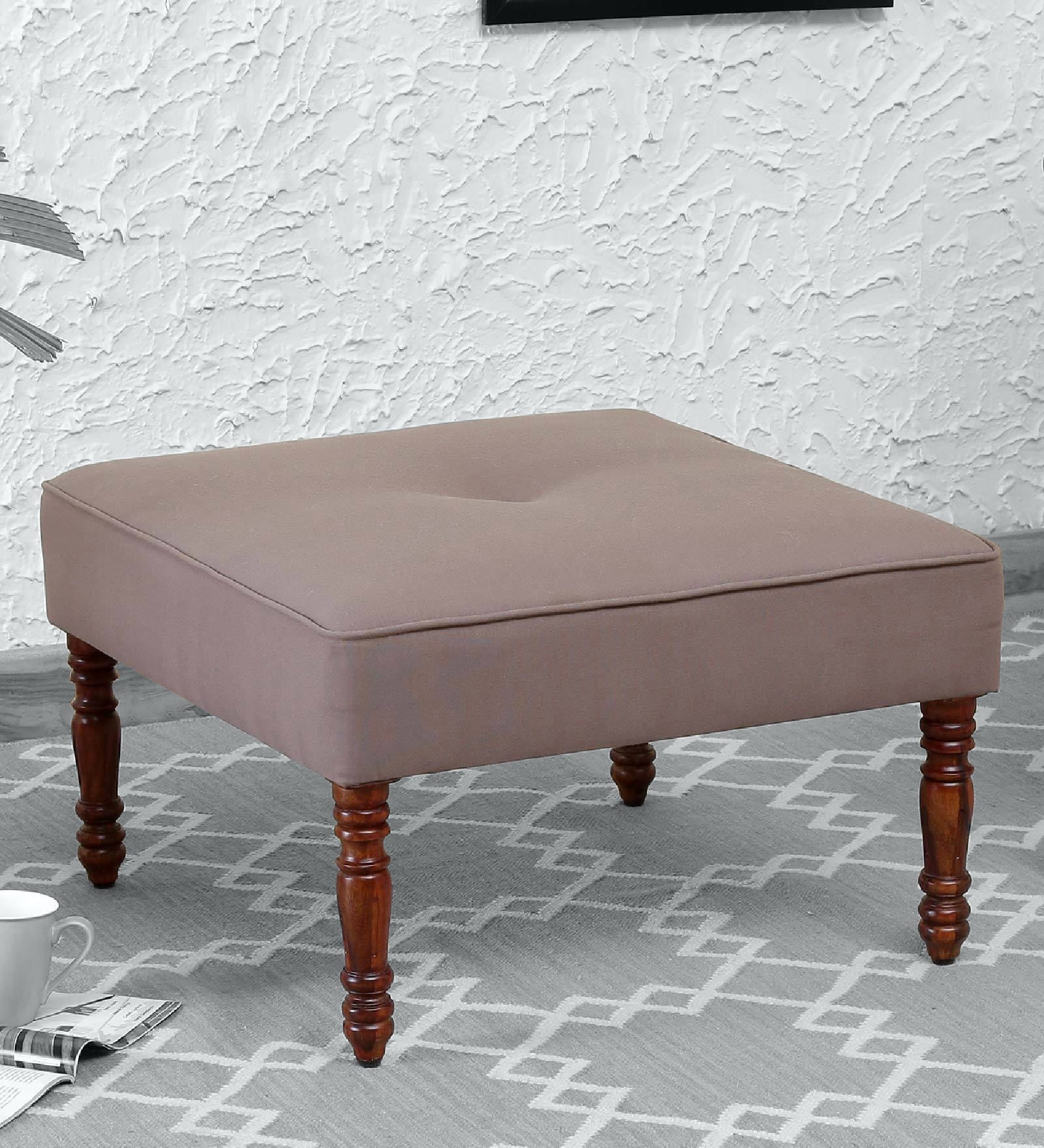 Buy Louis Fabric Seating Stool In Light Brown & Honey Oak Finish Online