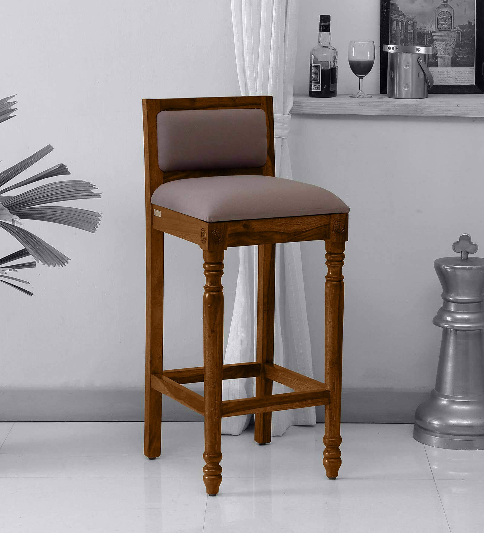 Buy Louis Sheesham Wood Bar Stool In Provincial Teak Finish at 4 OFF