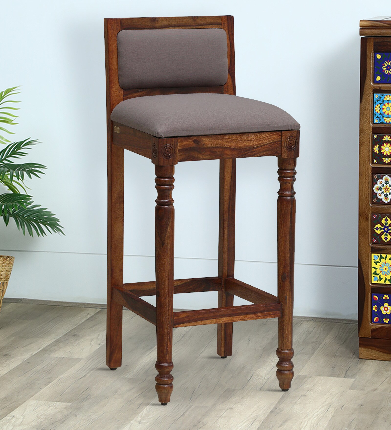 Buy Louis Sheesham Wood Bar Stool In Rustic Teak Finish at 4 OFF by