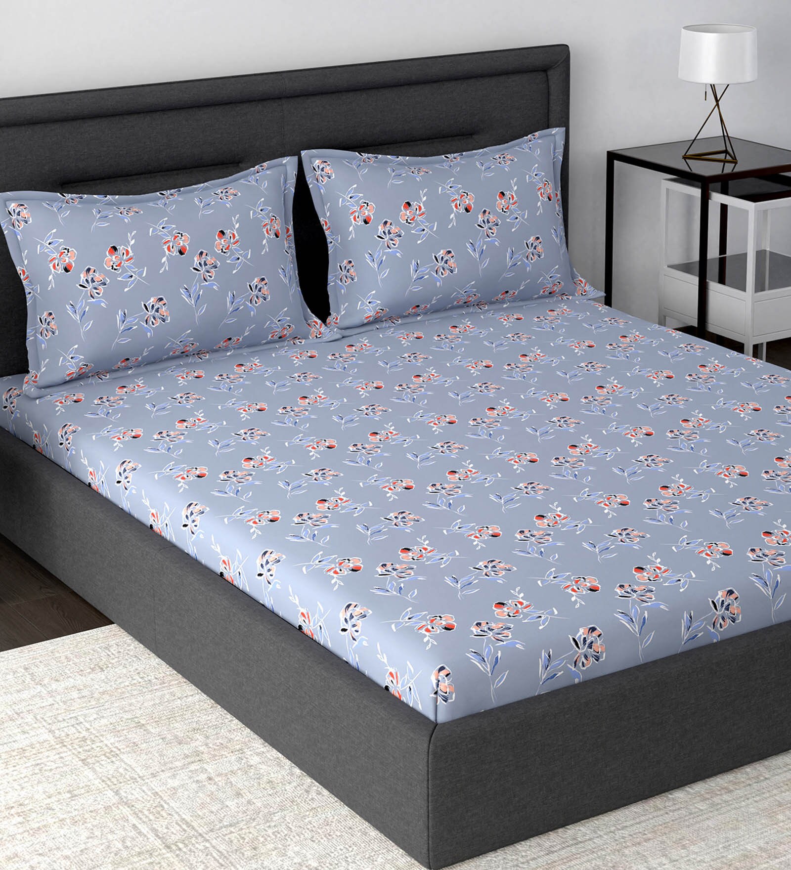 Buy Inhouse Modern Sanctuary 160 Tc Cotton Double Bed Sheet With 2