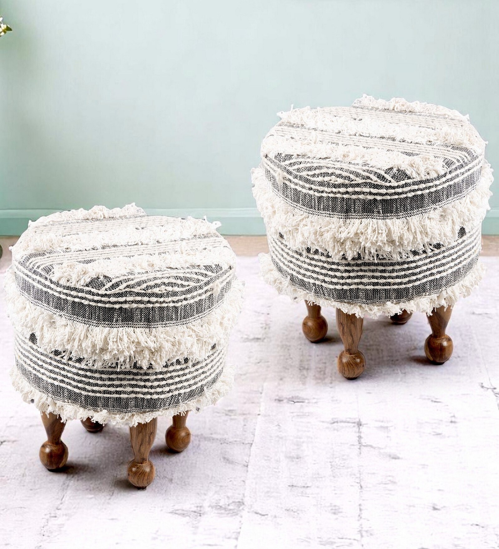 Louisville Ottoman Set Of 2 In Grey Colour