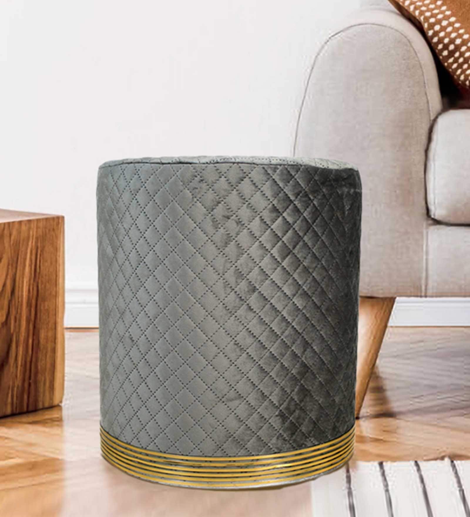 Lounge Fabric Pouffe in Grey Colour
