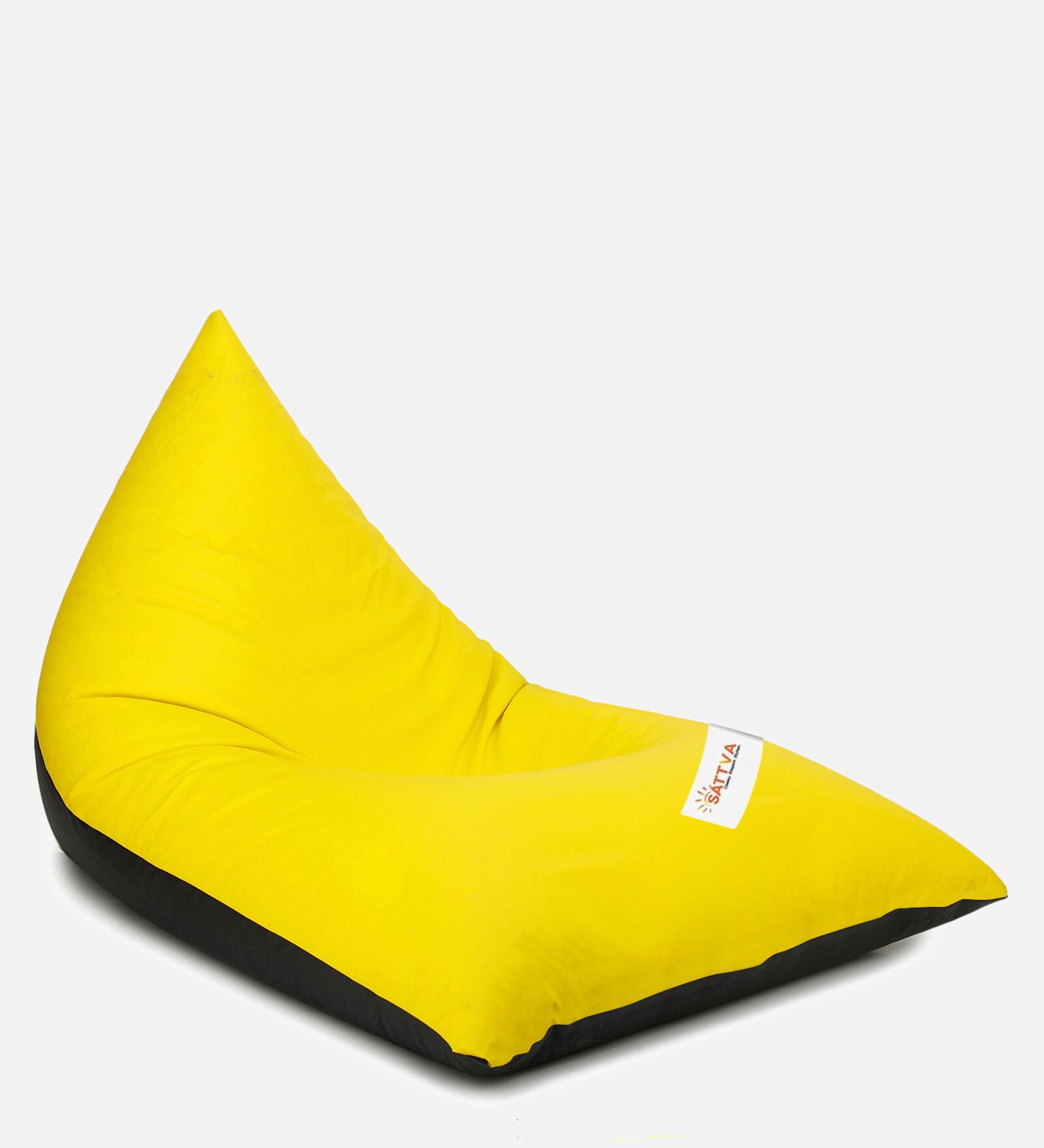 Lounge Pyramid Jumbo Bean Bag with Beans in Black & Yellow Colour