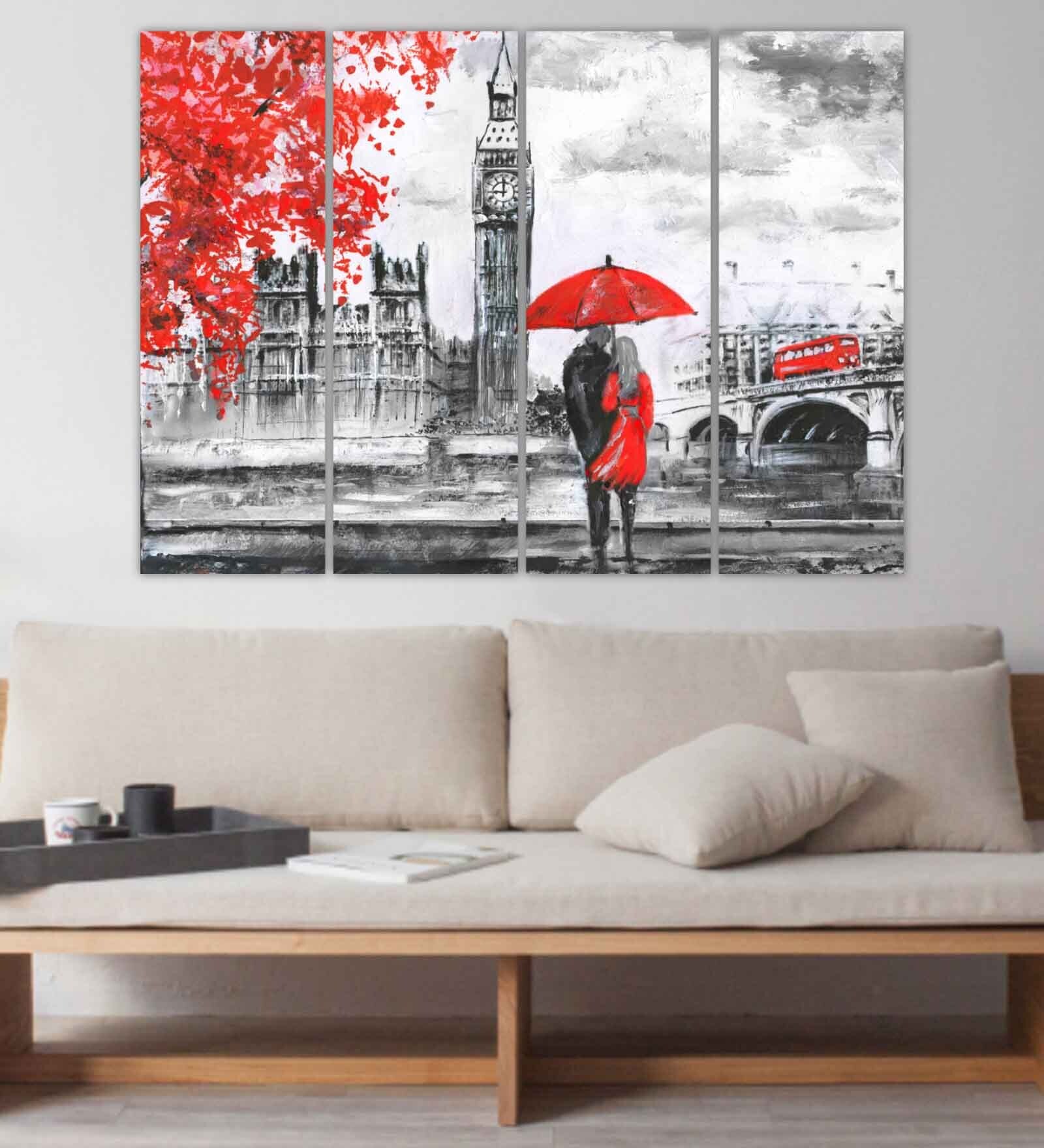 Love Couple White Wood Framed Art Panels Set of 4