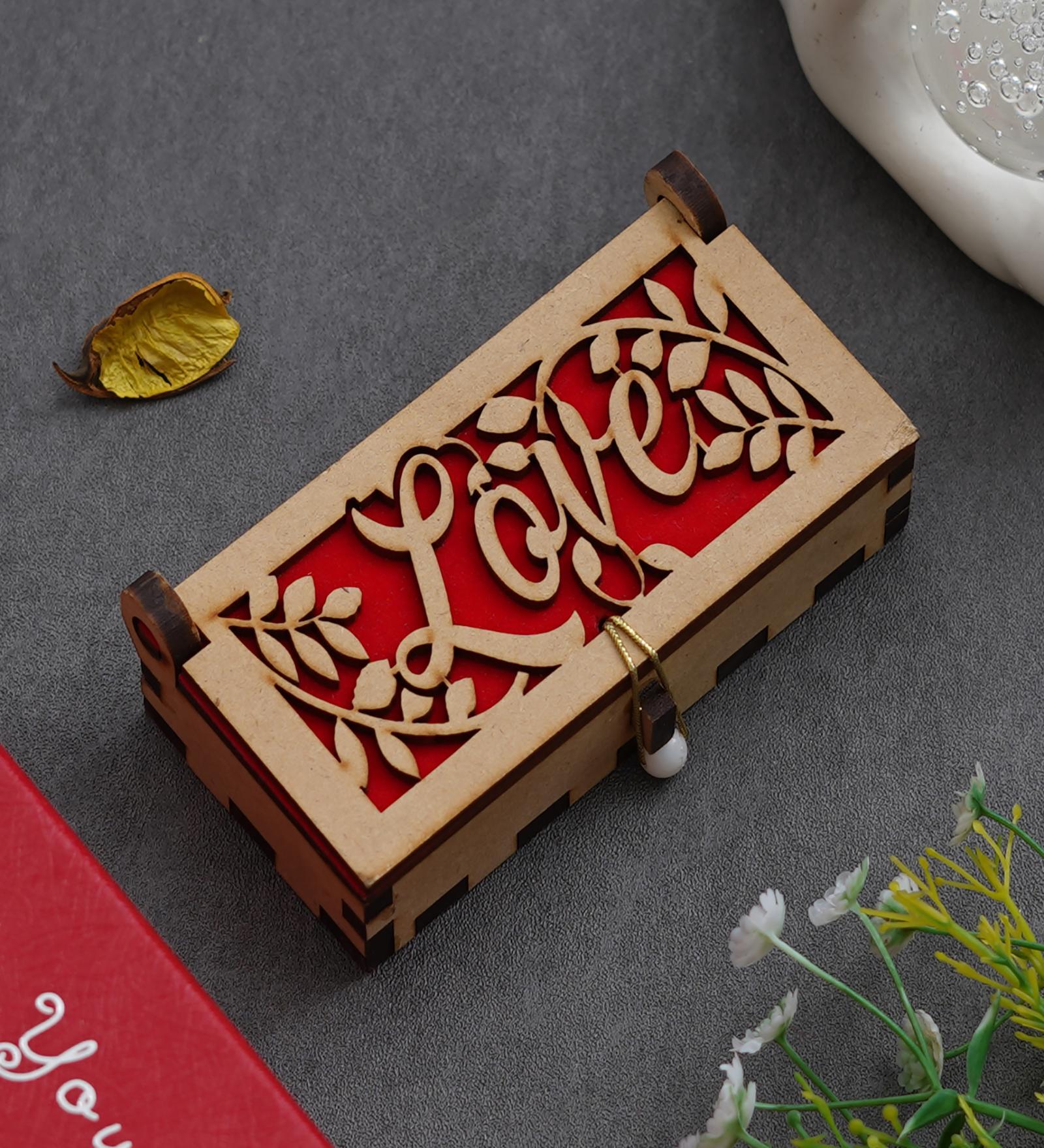Love Brown & Red Engineered Wood Decorative Boxes