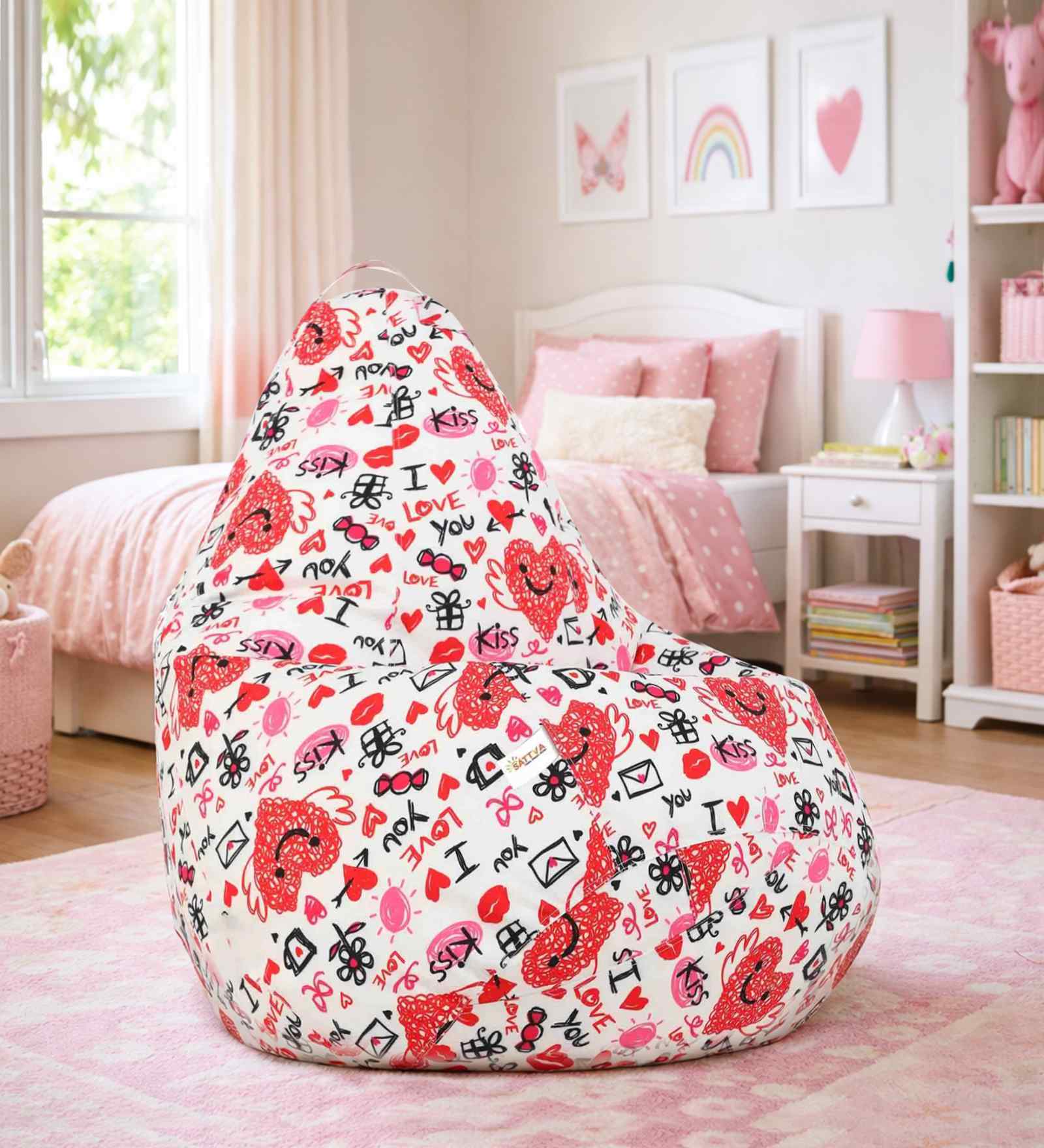 Love You Classic Xxl Bean Bag With Beans In Multi Colour