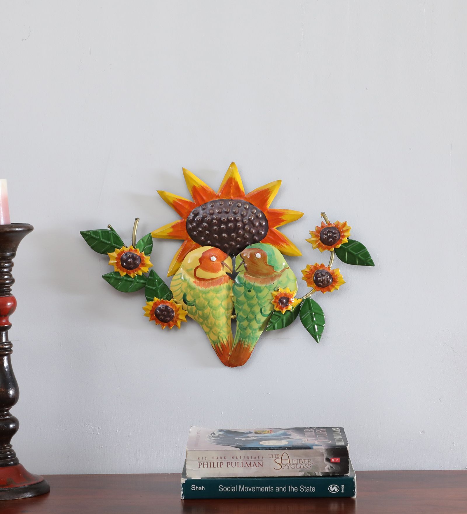 Lovebird Multicolour Handmade Metal Wall Art