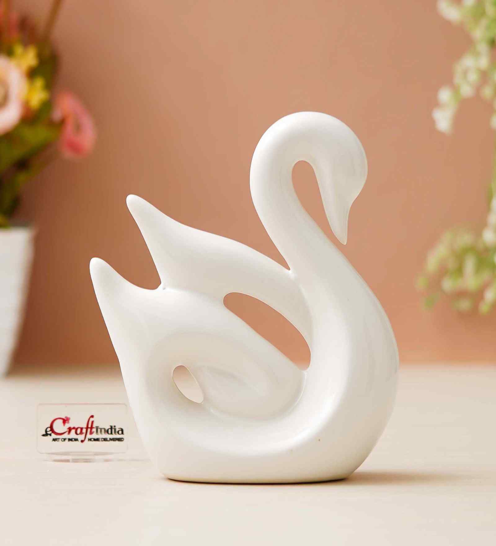 Loving Swan Showpiece Decorative Bird Figurine Statue (Resin White)| Home Decoration Items for Living Room Bedroom Hall Office Table| Home Decor Gifts for Birthday Housewarming Anniversary