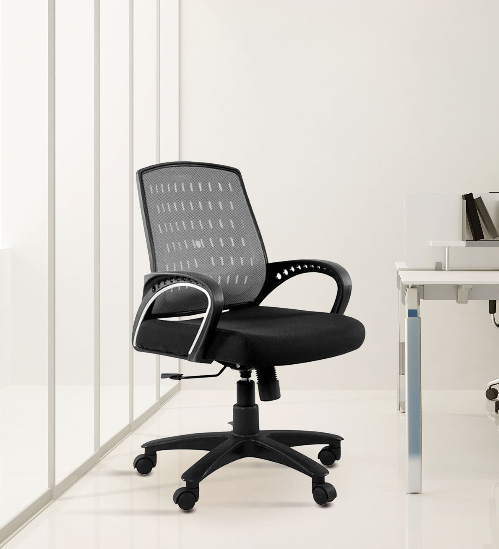 Mid Back Ergonomic Chair In In Black & Grey Colour Colour