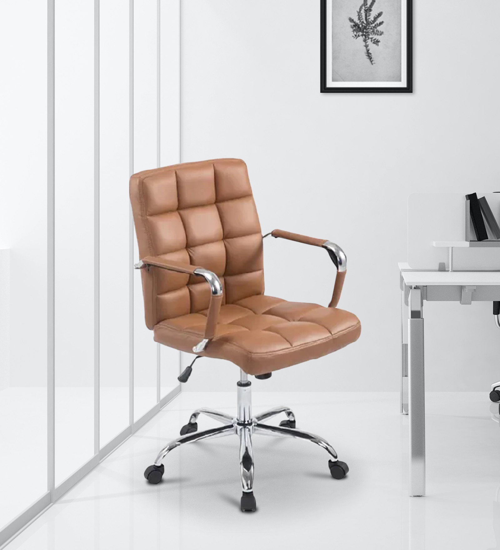 Noah Leatherette Executive Chair In Light Brown Colour