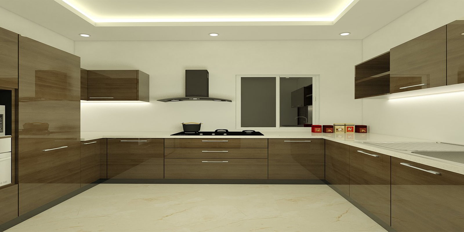 Lorraine U Shaped Modular Kitchen Designed in BWR Ply