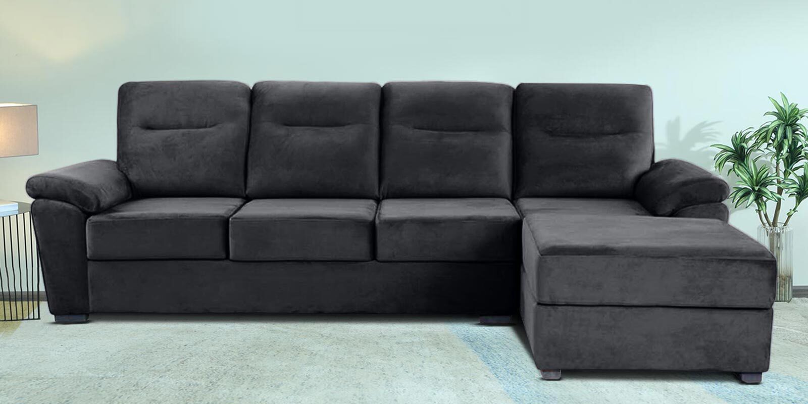 Lounger Fabric LHS Sectional Sofa In Space Grey Colour