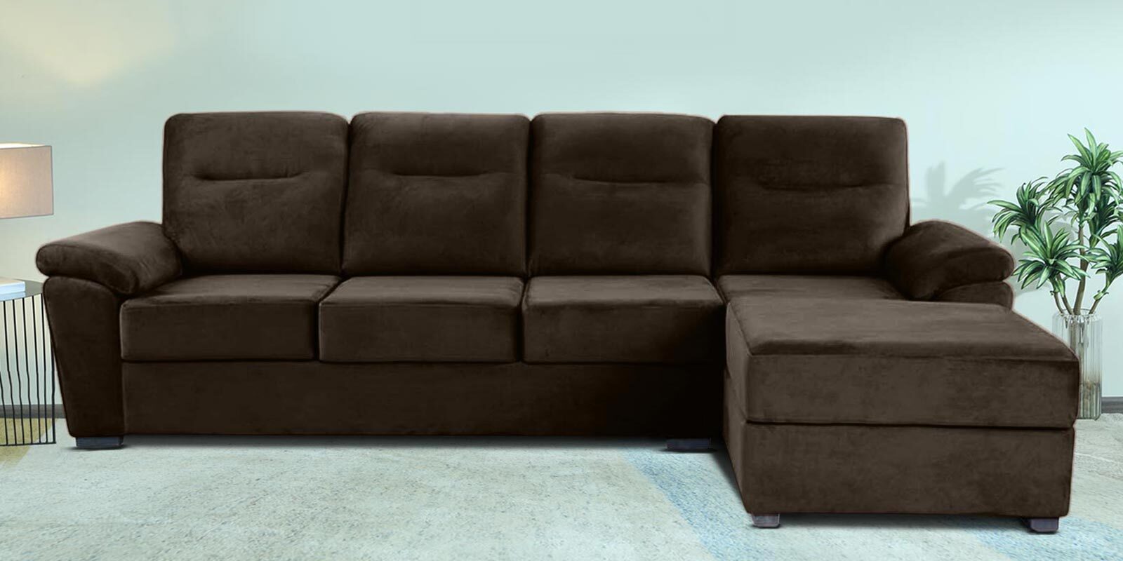 Lounger Fabric LHS Sectional Sofa In Stone Colour