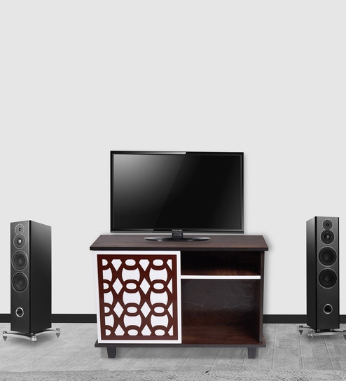 Look Out TV Console In Brown Teak Finish