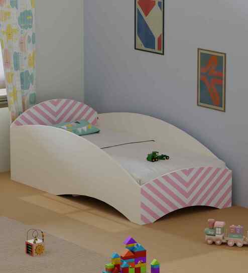 Loopy Loop Toddler Bed in White and Pink Stripes