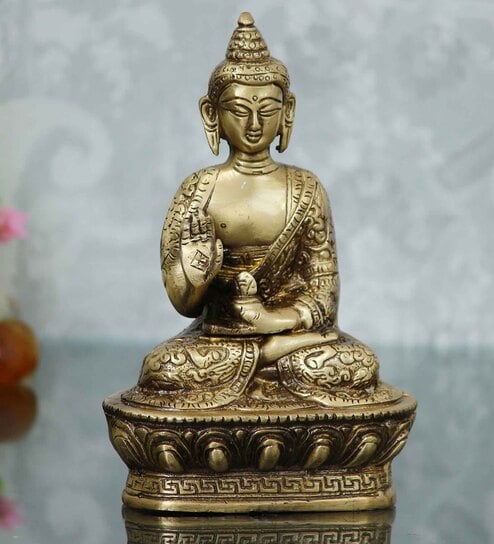 Lord Buddha Brown Brass Idol