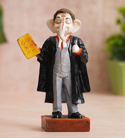 Lord Ganesha Black Polyresin Idol