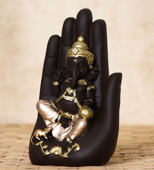 Lord Ganesha Black Polyresin Idol