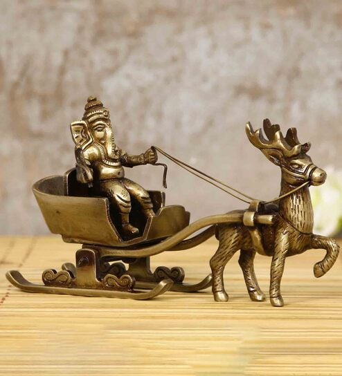 Lord Ganesha Gold Brass Idol